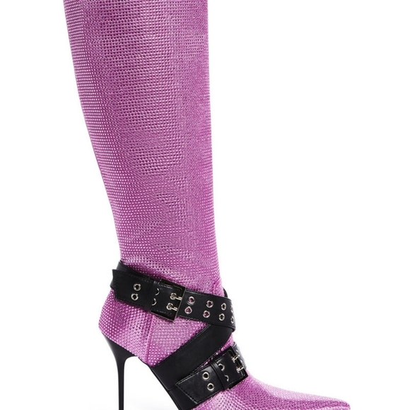 "BARBIE UNLIMITED" Glamorous Pink Heeled Boots with Buckle Detail - Picture 6 of 6